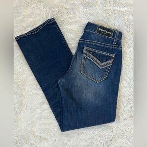 Request Jeans Premium Girls Size 16 Bootcut Denim Jeans Blue Contrast Stitching